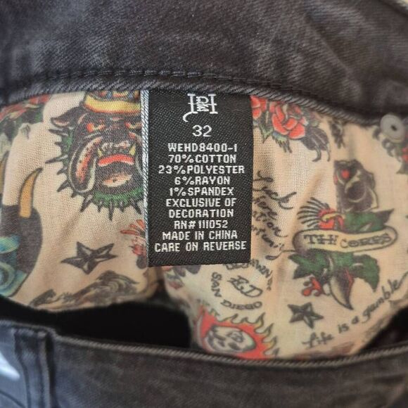 Ed Hardy Denim Tiger Head Embroidered Slim Flare Jeans Women's Size 32 - Picture 5 of 8